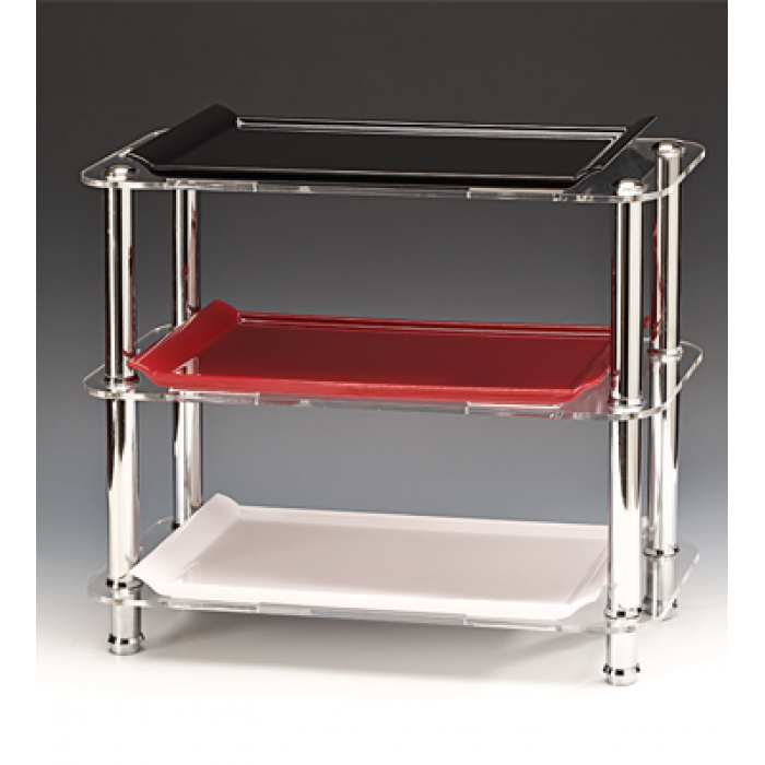 Stand expunere cu 3 niveluri si tavi melamina RAKI, 49x26xh39cm
