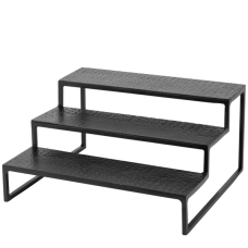 Stand metalic in trepte pentru bufet cu 3 niveluri CULINARO OLD SCHOOL, 25,4x23xh12,7cm, negru mat