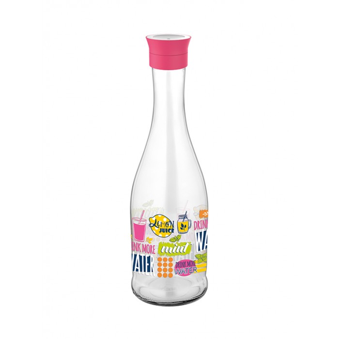 Sticla cu capac 1l RAKI Gala, din sticla transparenta, diferite decoruri si culori