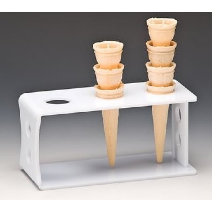 Suport cornete inghetata cu 3 orificii RAKI, 19x8xh10,5cm, acril, alb