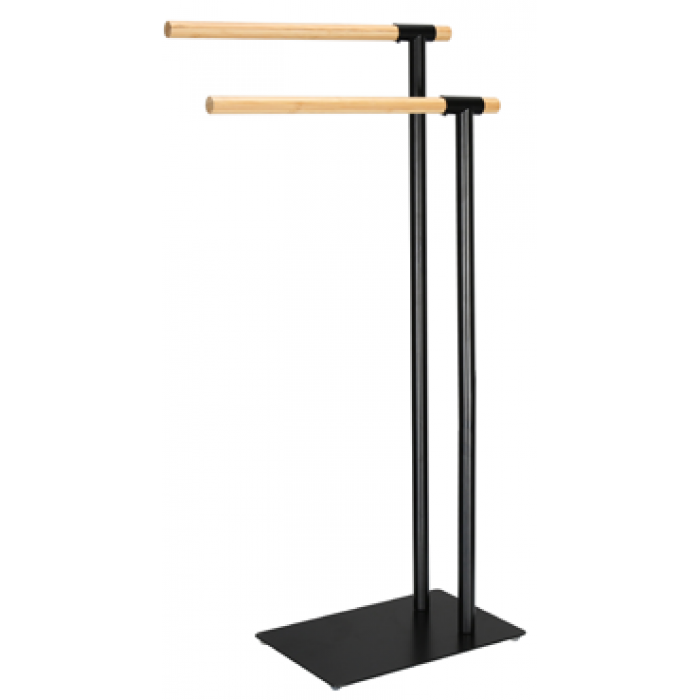 Suport metalic prosop baie RAKI baza 30x20cm si brate bambus 39xh71/80cm