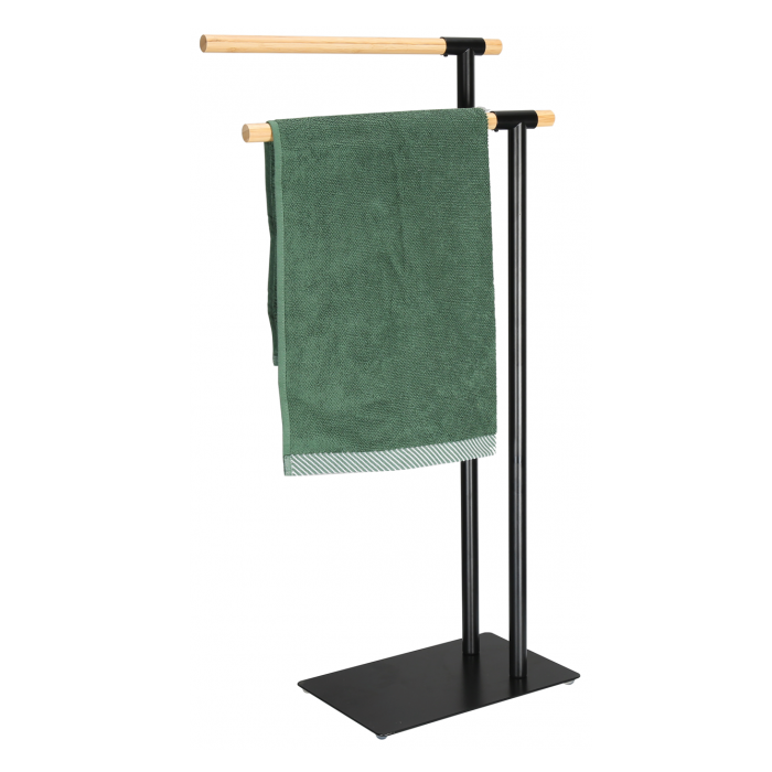 Suport metalic prosop baie RAKI baza 30x20cm si brate bambus 39xh71/80cm