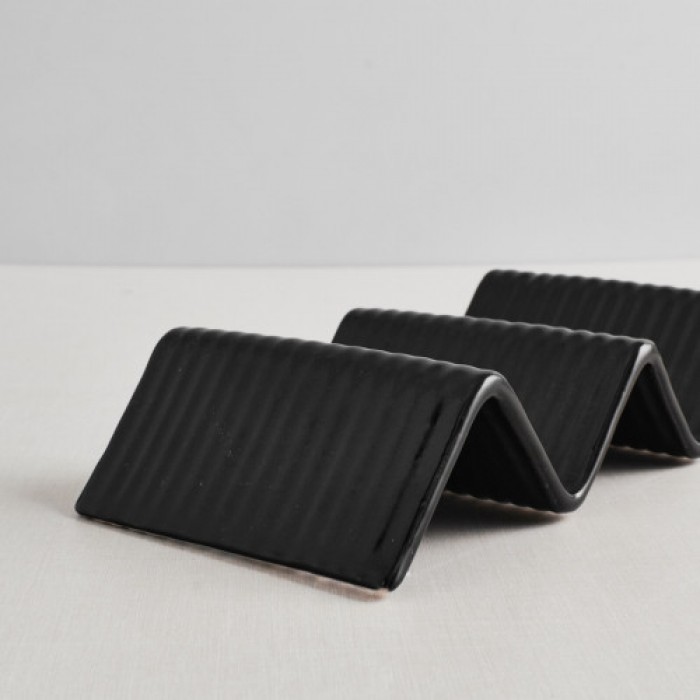 Suport taco cu 2-3 compartimente CULINARO STREET FOOD, ceramica, 23,2x10,4xh4,3cm, BLACK