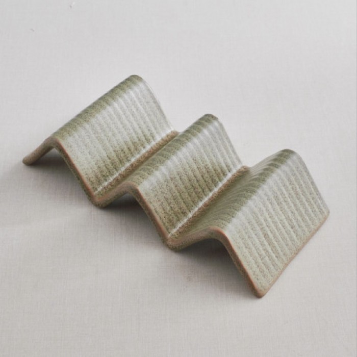 Suport taco cu 2-3 compartimente CULINARO STREET FOOD, ceramica, 23,2x10,4xh4,3cm, OLIVE