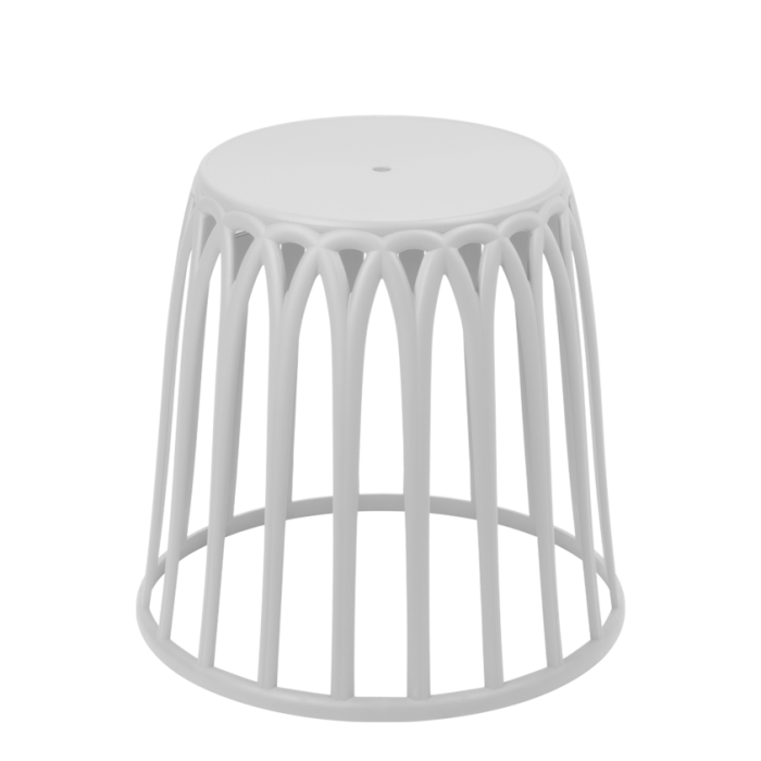 Taburet/cos de rufe alb rotund RAKI SHIWA, D45xh44cm, plastic