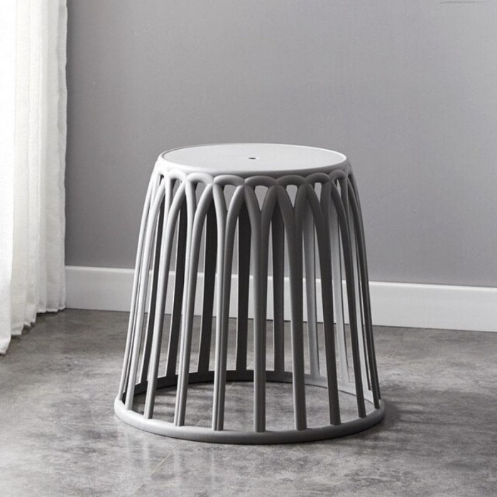 Taburet/cos de rufe gri rotund RAKI SHIWA, D45xh44cm, plastic