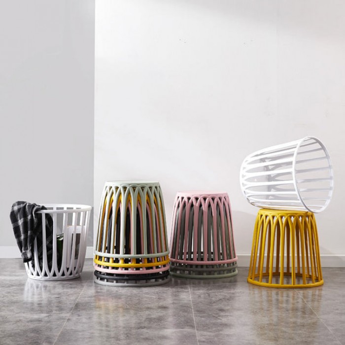 Taburet/cos de rufe gri rotund RAKI SHIWA, D45xh44cm, plastic