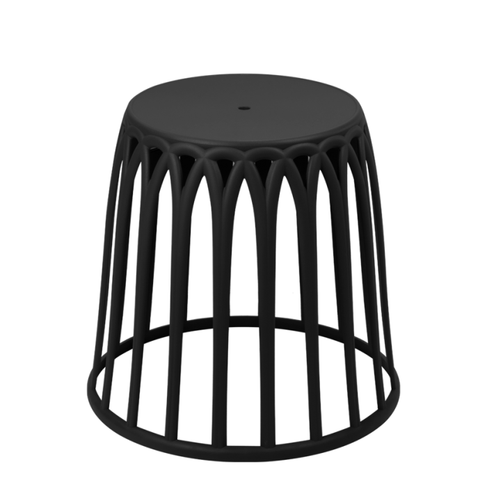 Taburet/cos de rufe negru rotund RAKI SHIWA, D45xh44cm, plastic