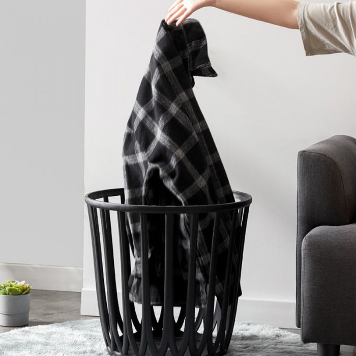 Taburet/cos de rufe negru rotund RAKI SHIWA, D45xh44cm, plastic