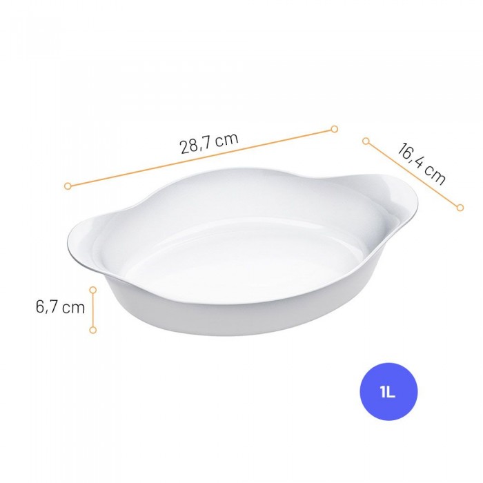Tava cuptor ovala din sticla opal MARINEX OPALINE, 1l, 28,85x17xh6,6cm