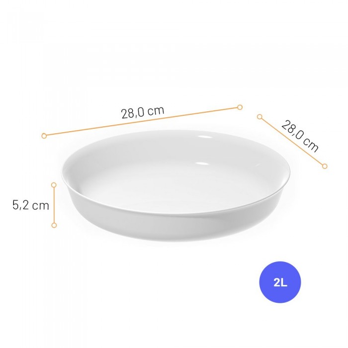 Tava cuptor rotunda din sticla opal MARINEX OPALINE, 2l, D28,2xh5,31cm