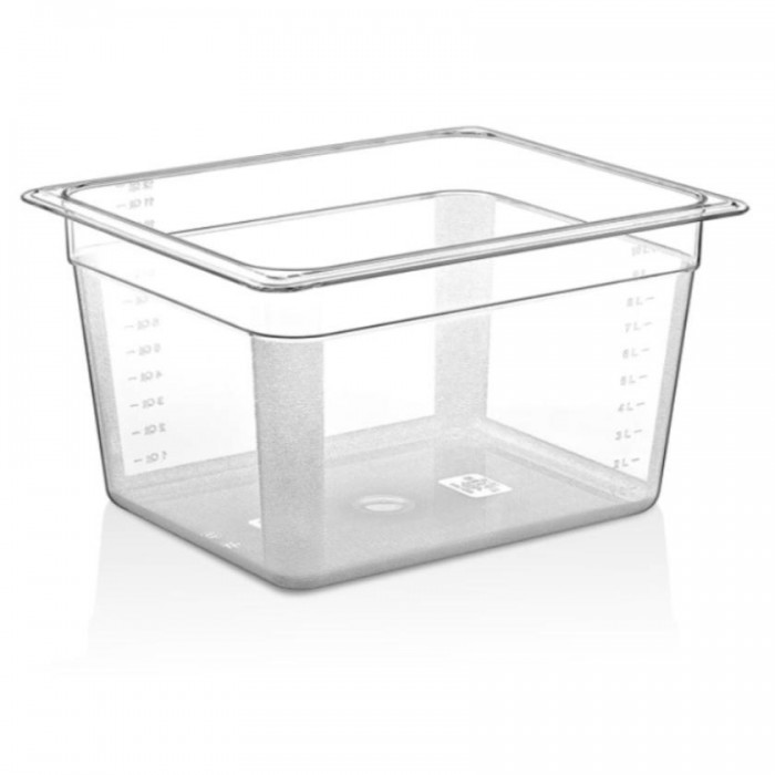 Tava gastronorm policarbonat RAKI 1/2-200, 325x265x200mm, 11,7lt, transparenta