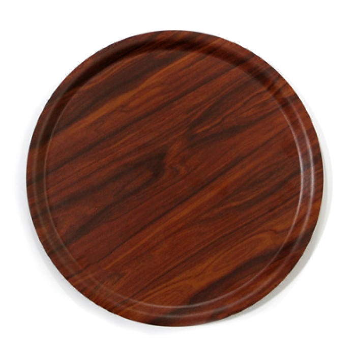Tava servire rotunda ATLAS, D38cm, plastic, culoare wenge, imitatie lemn