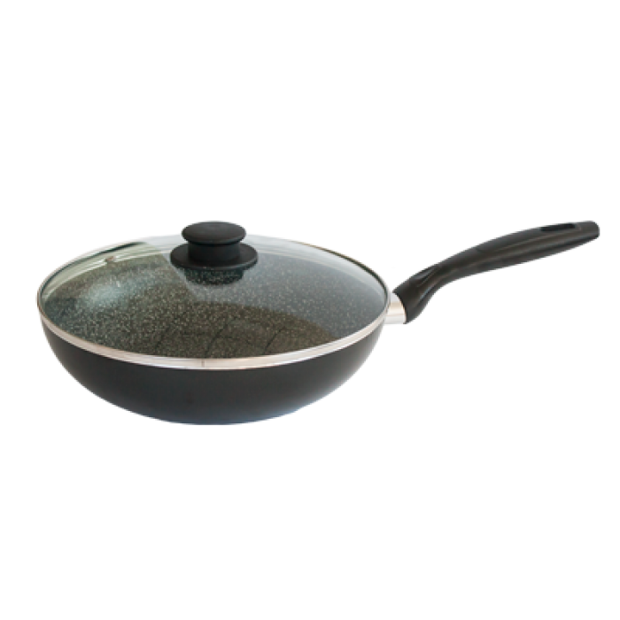 Tigaie cu capac, aluminiu cu strat antiaderent, D26cm, RAKI FRIGERELLA STONE BLACK, neagra