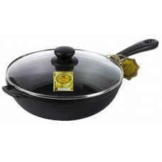 Tigaie fonta cu maner si capac sticla MAYSTERNYA, D28xh6cm