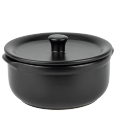 Vas ceramic cu capac CULINARO, D14xh6,6cm, 600ml, negru mat