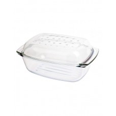 Vas yena cu capac WOL, sticla termorezistenta, 5,2l, 34x22,5xh11,5cm, cu grill antiaderent si picurator