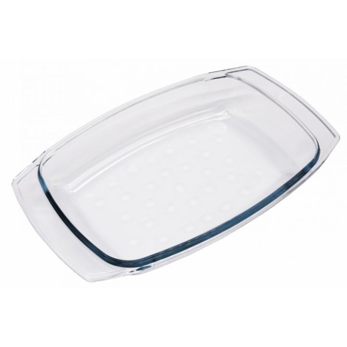 Vas yena cu capac WOL, sticla termorezistenta, 5,2l, 34x22,5xh11,5cm, cu grill antiaderent si picurator