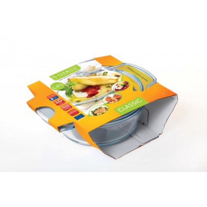 Vas yena rotund cu capac WOL sticla termorezistenta 1l, 20,1x17xh7,6cm