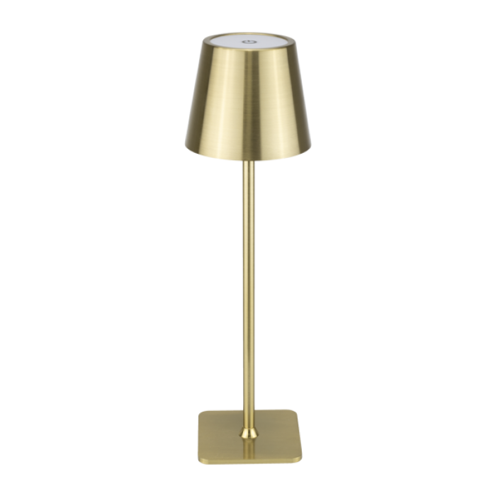 Lampa de masa LED reincarcabila 10xh27,5cm, 3W,culoare aurie