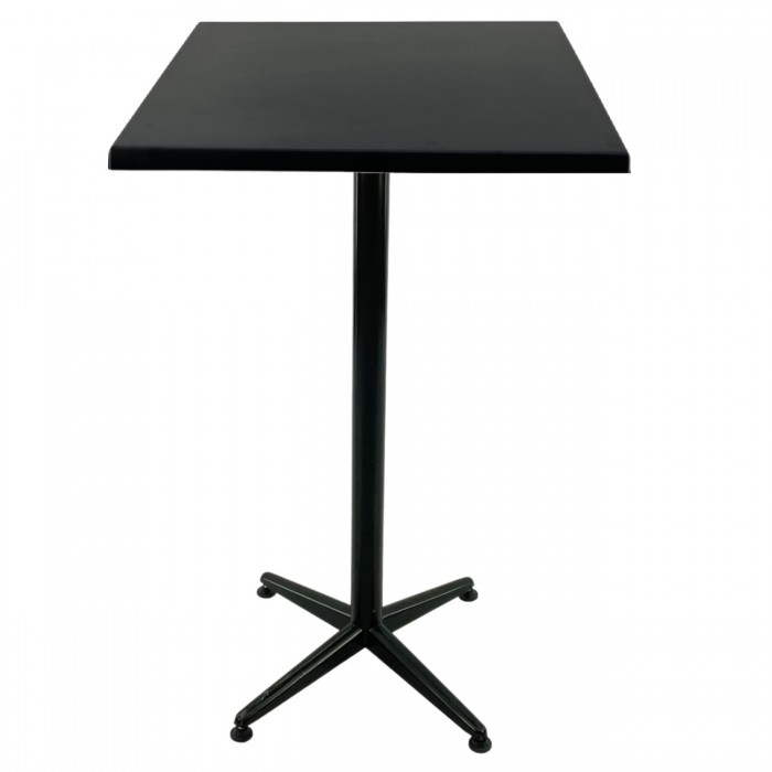 Masa bar patrata blat werzalit negru 70x70xh107cm Raki Black cu picior metalic clasic negru h105