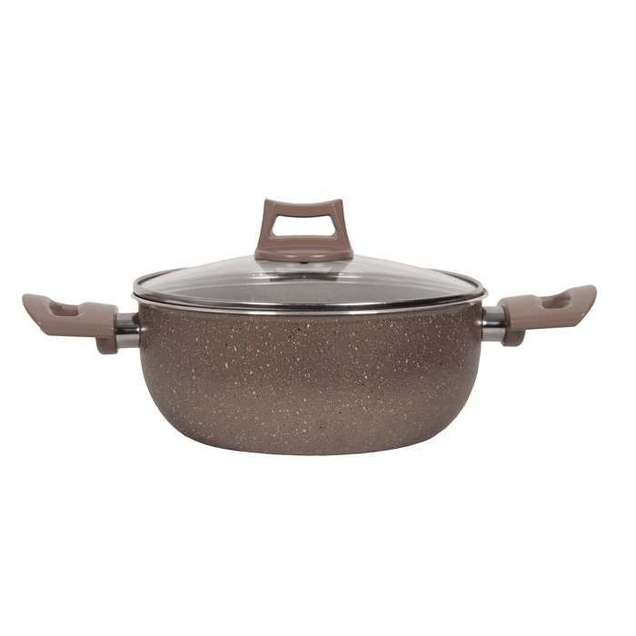 Oala cu capac si strat antearedent granit Gold Granit 24xh11,8cm