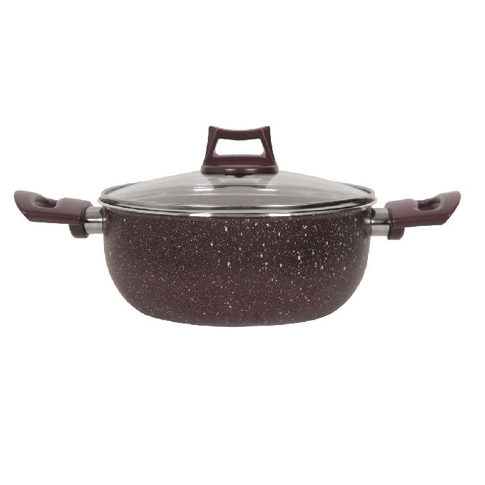 Oala cu capac si strat antearedent granit Purple Granit 24xh11,8cm