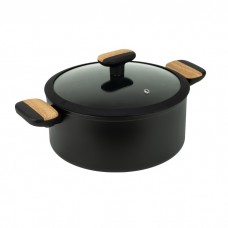 Oala cu manere lemn si capac termorezistent Black Wood 24xh11cm,inductie