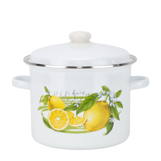 Oala emailata,otel carbon LEMON 5,5Lt cu bord inox