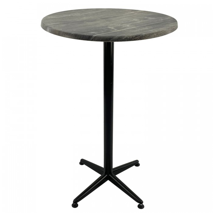 Masa bar inalta rotunda 70xh107cm Raki Olp Pine blat werzalit si picior metalic clasic negru h105