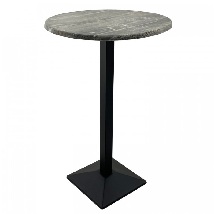 Masa bar inalta rotunda 70xh112cm Raki Olp Pine blat werzalit si picior metalic negru 40x40xh110cm