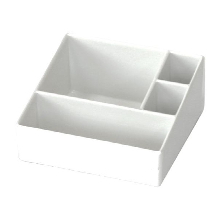 Organizator pentru consumabile hotel cu 4 compartimente 105x102x50mm culoare alba