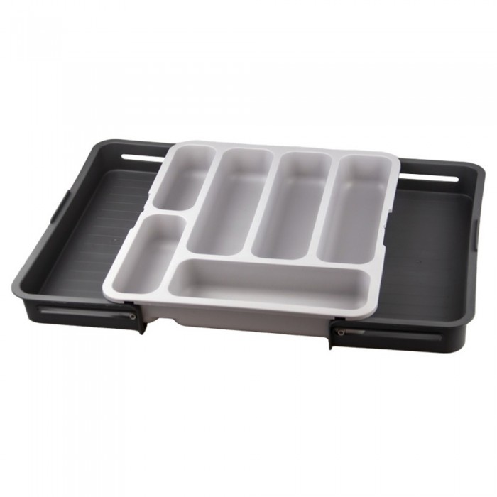 Organizator tacamuri extensibil din plastic,antracit/gri