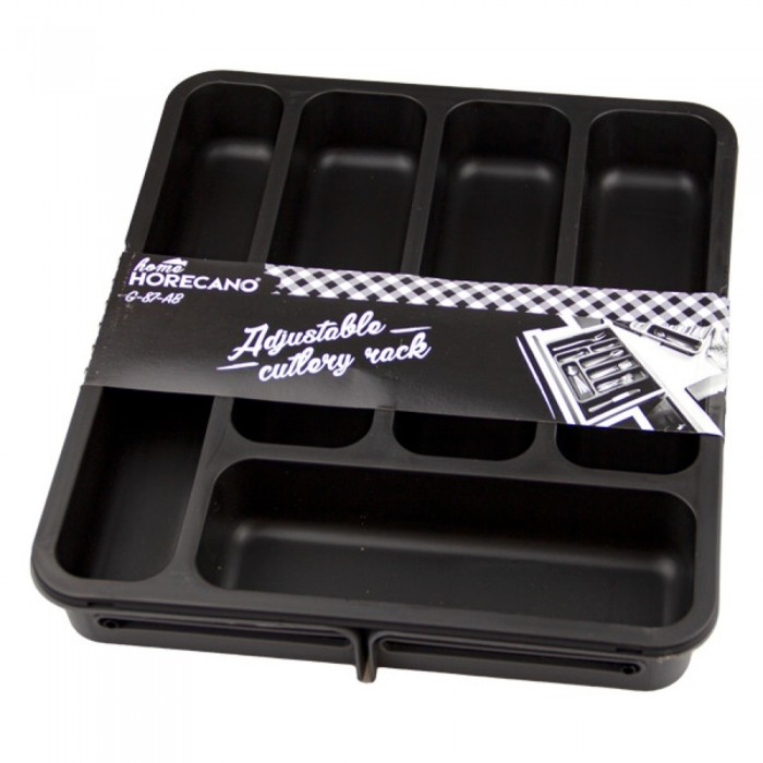 Organizator tacamuri extensibil din plastic,antracit/negru