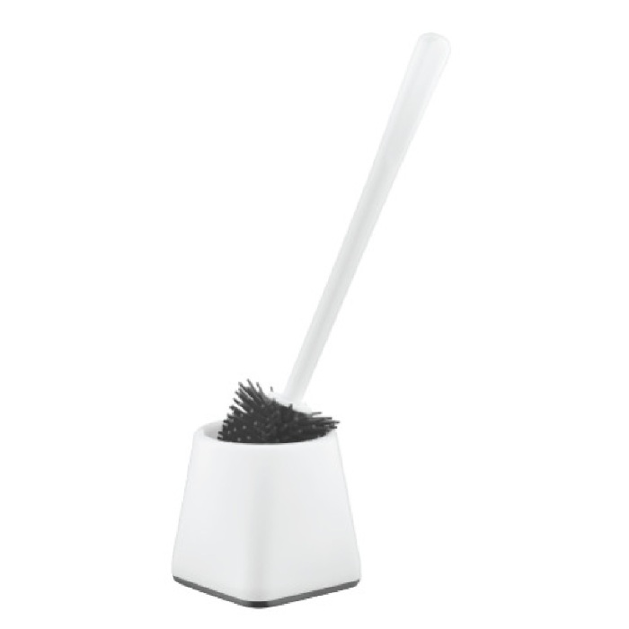 Perie WC din silicon cu suport 10xh25cm,alba