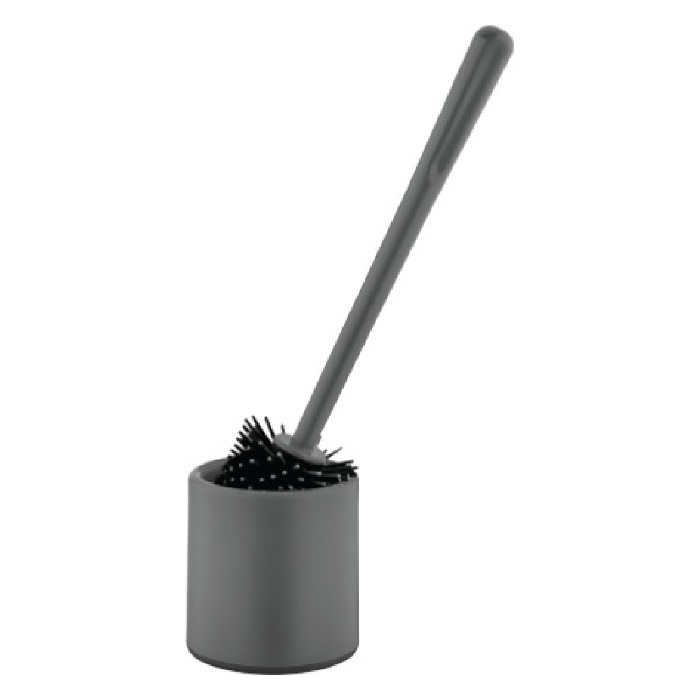 Perie WC din silicon cu suport 9,5xh25cm,antracit