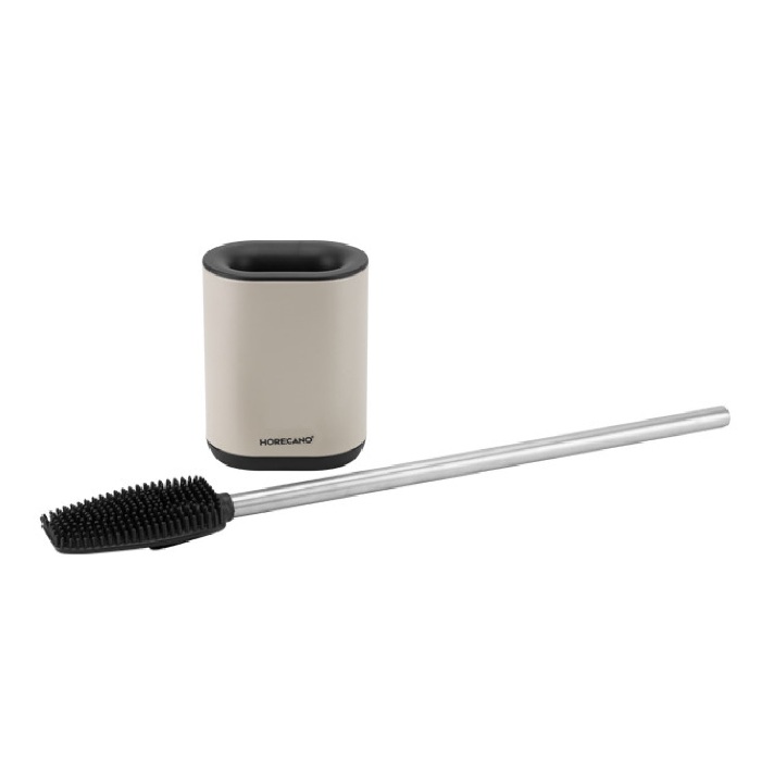 Perie WC din silicon plata cu suport 11x7xh52cm,bej