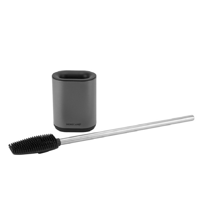 Perie WC din silicon plata cu suport 11x7xh52cm,gri