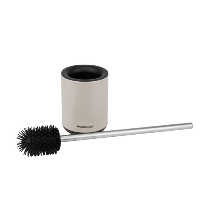 Perie WC din silicon rotunda cu suport  11x7xh47cm,bej