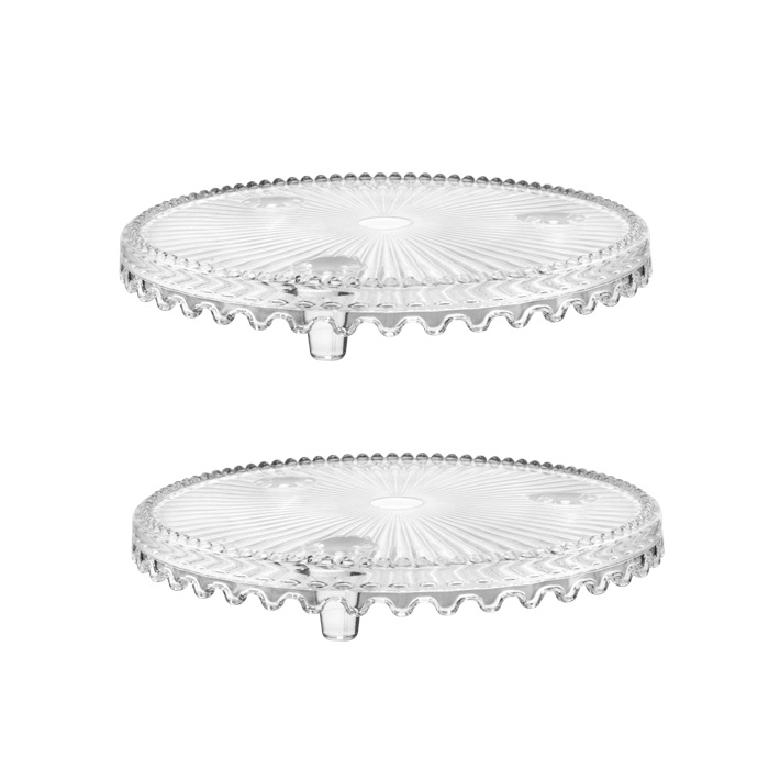 Platou din sticla pentru tort Culinaro 22xh5cm,set 2 buc