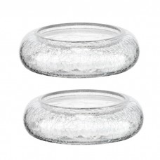 Platou din sticla texturata prezentare bufet Cracked 24xh8cm,set 2 buc