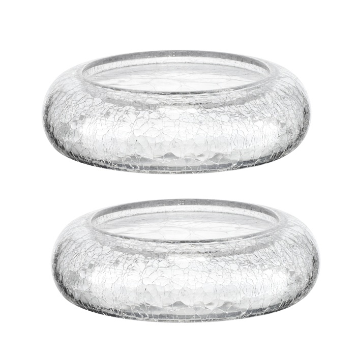 Platou din sticla texturata prezentare bufet Cracked 24xh8cm,set 2 buc