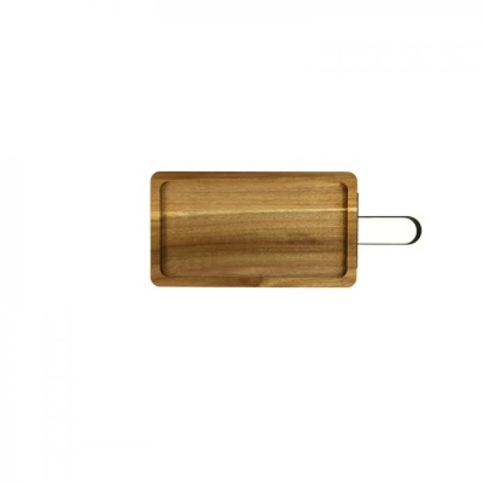 Platou dreptunghiular cu maner servire si prezentare, lemn acacia CULINARO 32x18xh2cm
