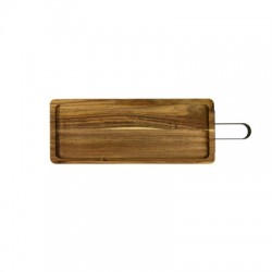 Platou dreptunghiular cu maner servire si prezentare, lemn acacia CULINARO 45x18xh2cm...