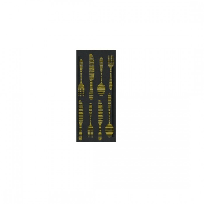 Plicuri RAKI din hartie pentru tacamuri cu servetel 11x25cm decor GOURMET ORO,125buc,negru