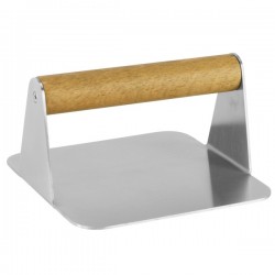 Presa pentru burgher inox cu maner lemn patrata 14x14cm...