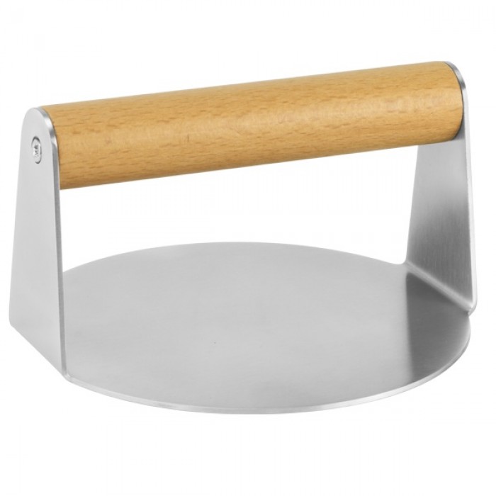 Presa pentru burgher inox cu maner lemn rotunda 14cm