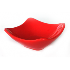 Bol ceramica patrat 13cm culoare rosie
