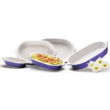 Tava ceramica penru copt ovala cu manere 44x26x7cm 4l VILA RiCA albastru-alb