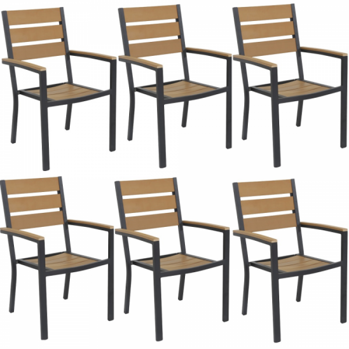 Set 6 scaune cu brate POLYWOOD NATURAL 60x57x89cm B003046-9520